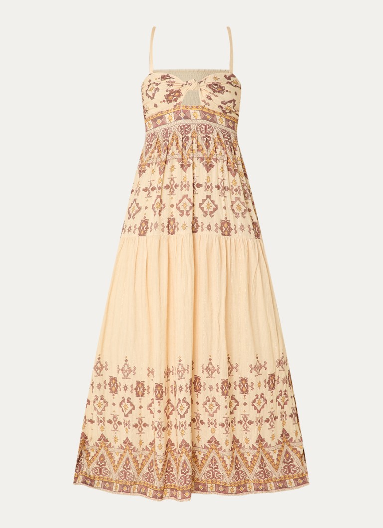 Ba&sh Dames Zema maxi jurk met lurex en print in de kleur Geel