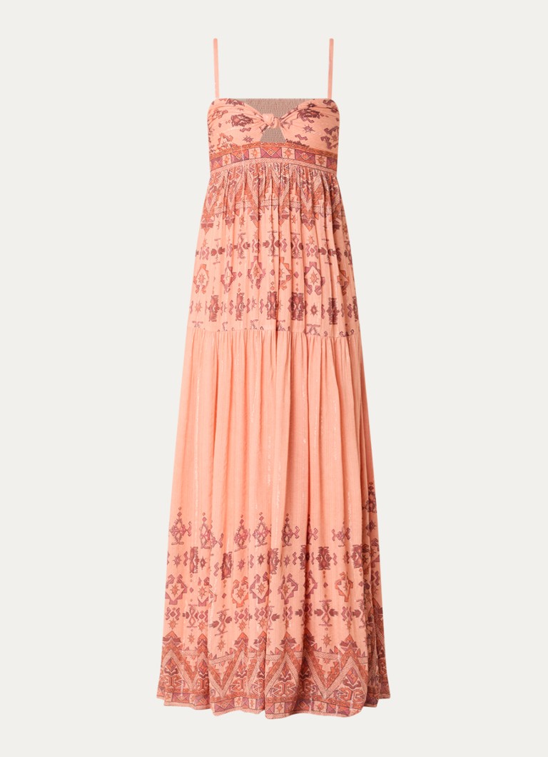 Ba&sh Dames Zema maxi jurk met lurex en print in de kleur Abrikoos
