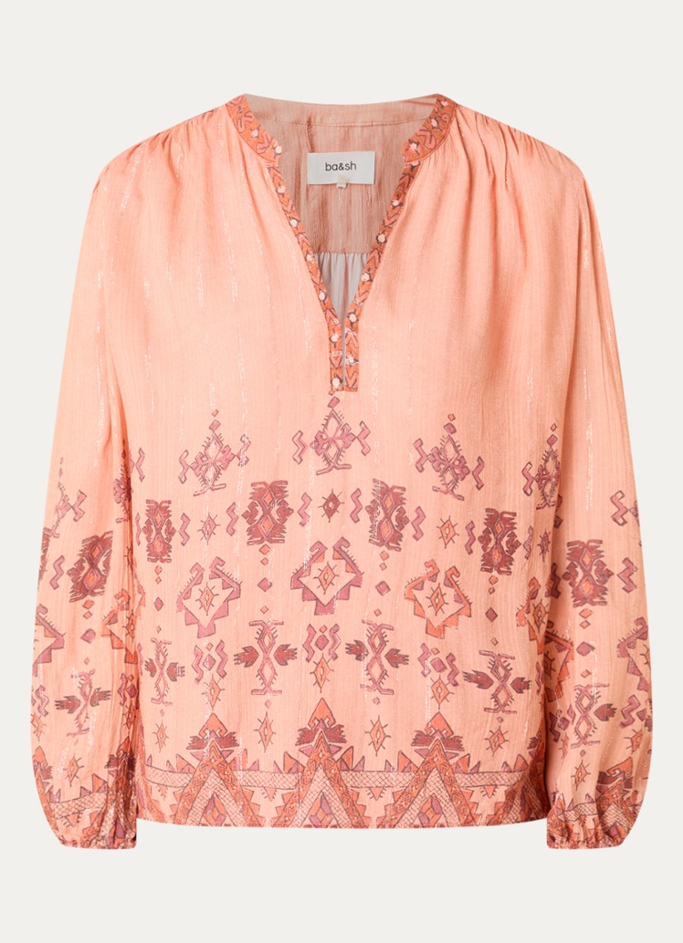 Ba&sh Dames Zato blouse met print in de kleur Zalmroze