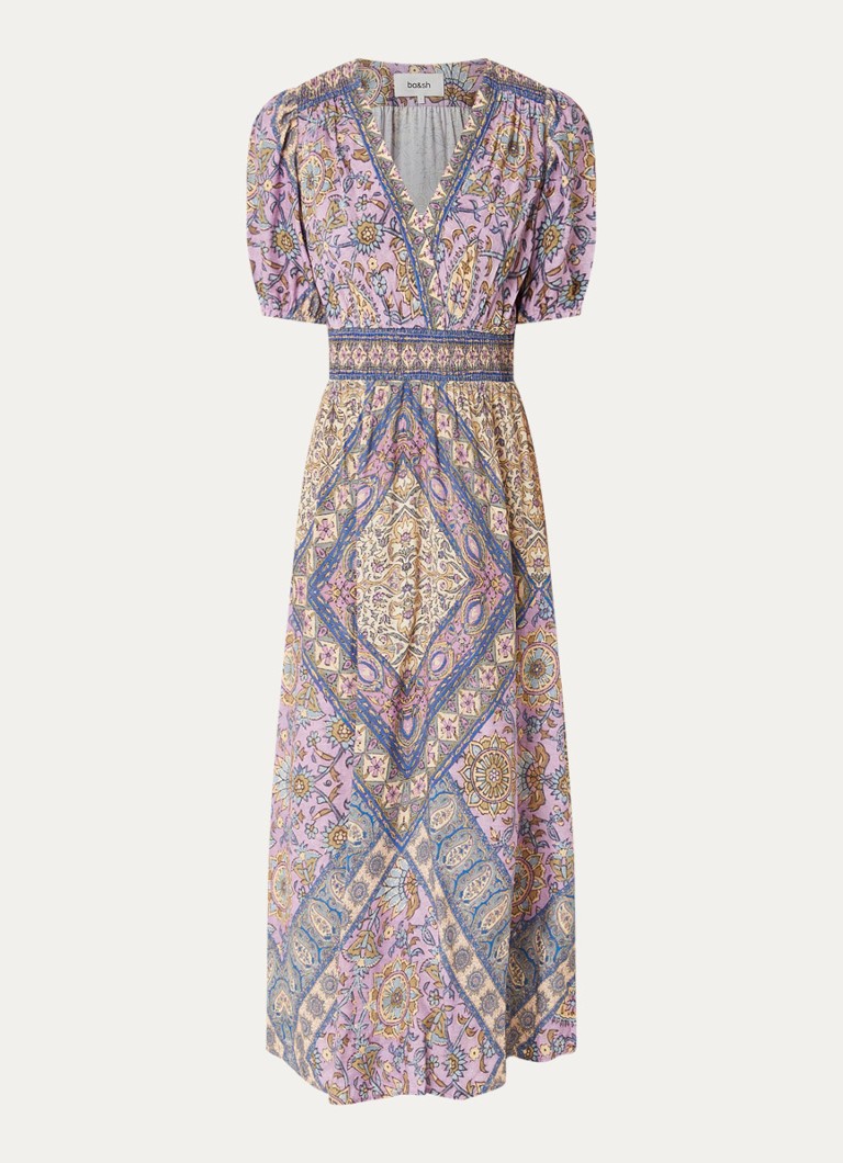 Ba&sh Dames Sidelie midi jurk met print in de kleur Paars