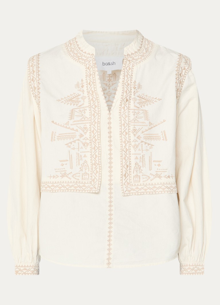 Ba&sh Dames Laura tuniek met borduring en V-hals in de kleur Creme