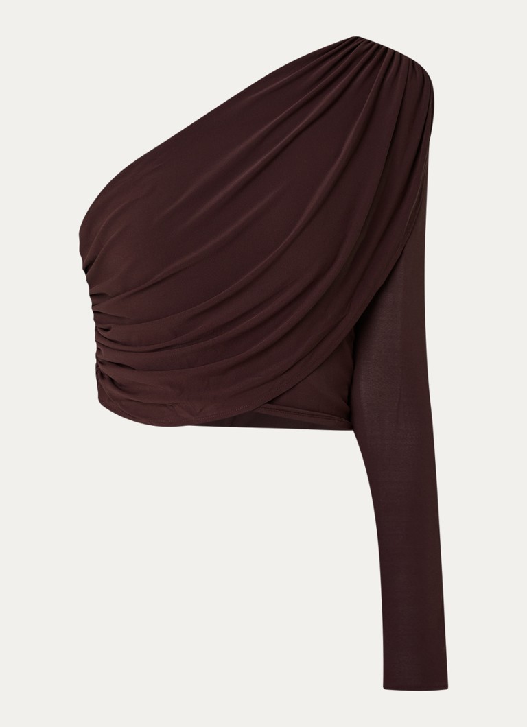 Ba&sh Dames Blue one shoulder cropped top met gedrapeerd detail in de kleur Bordeauxrood