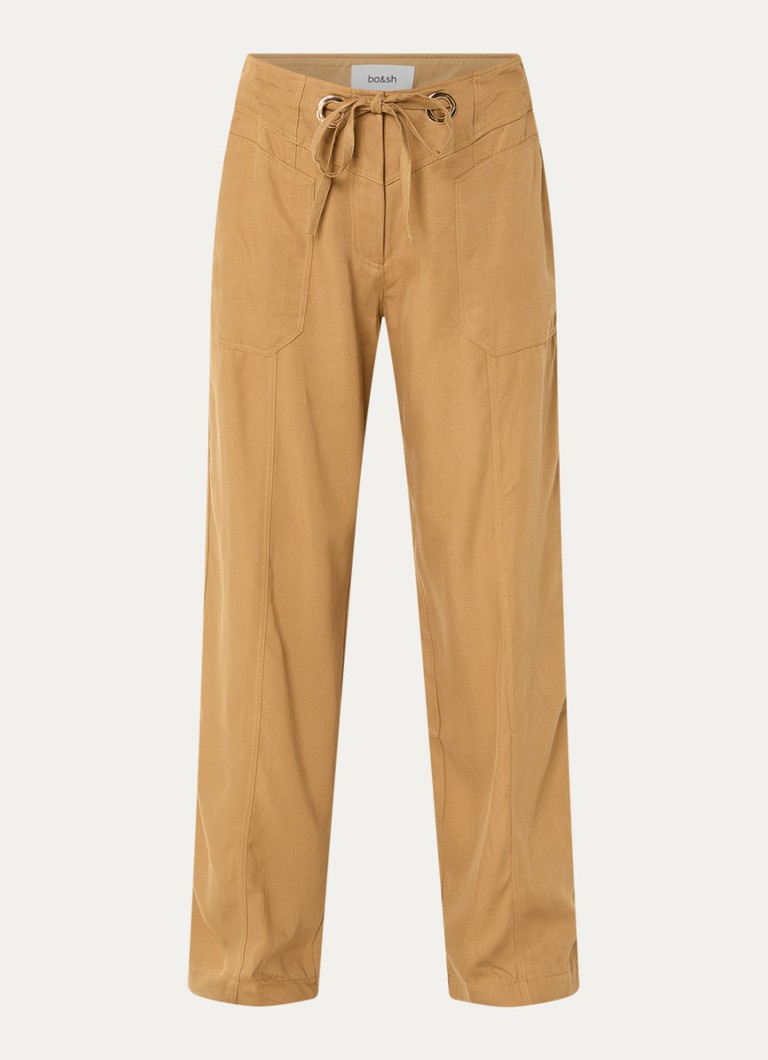 Ba&sh Dames High waist straight fit broek met steekzakken in de kleur Camel