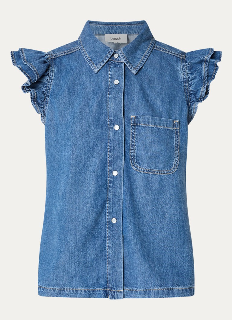 Ba&sh Dames Yoyo blouse van denim in de kleur Blauwgrijs