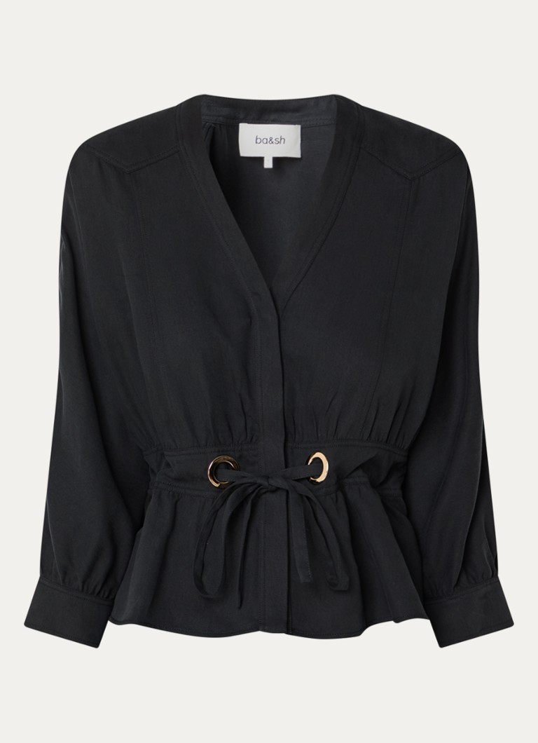Ba&sh Dames Precilia blouse met strikceintuur in de kleur Zwart