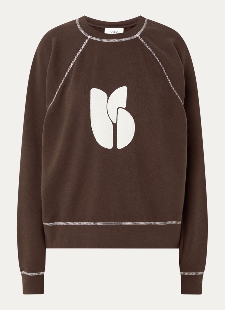 Ba&sh Dames Bart sweater met logopatch in de kleur Chocoladebruin