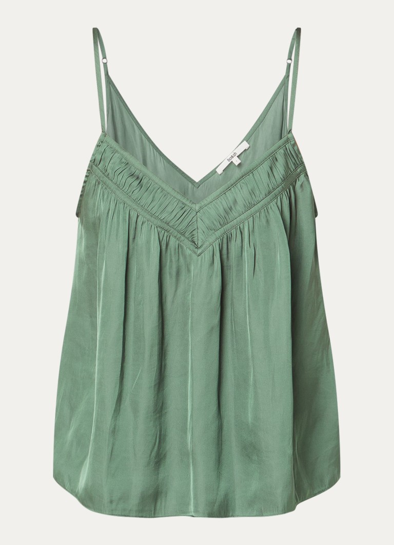 Ba&sh Dames Clovis top met spaghetti bandjes en glanzende finish in de kleur Khaki