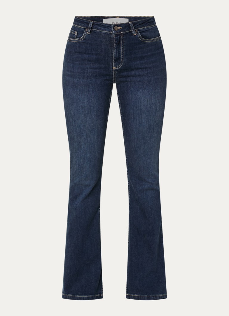 Ba&sh Dames Aommie mid waist flared jeans met donkere wassing in de kleur Indigo