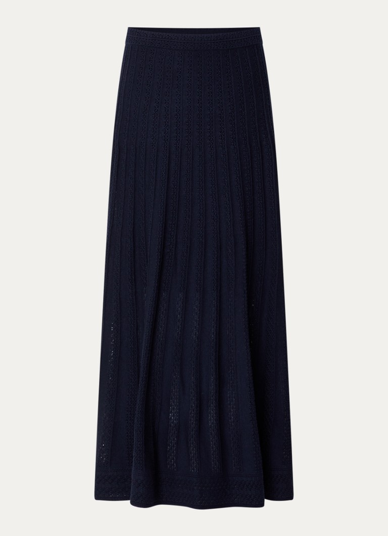 Ba&sh Dames Doha maxi rok in wolblend met opengewerkt dessin in de kleur Donkerblauw
