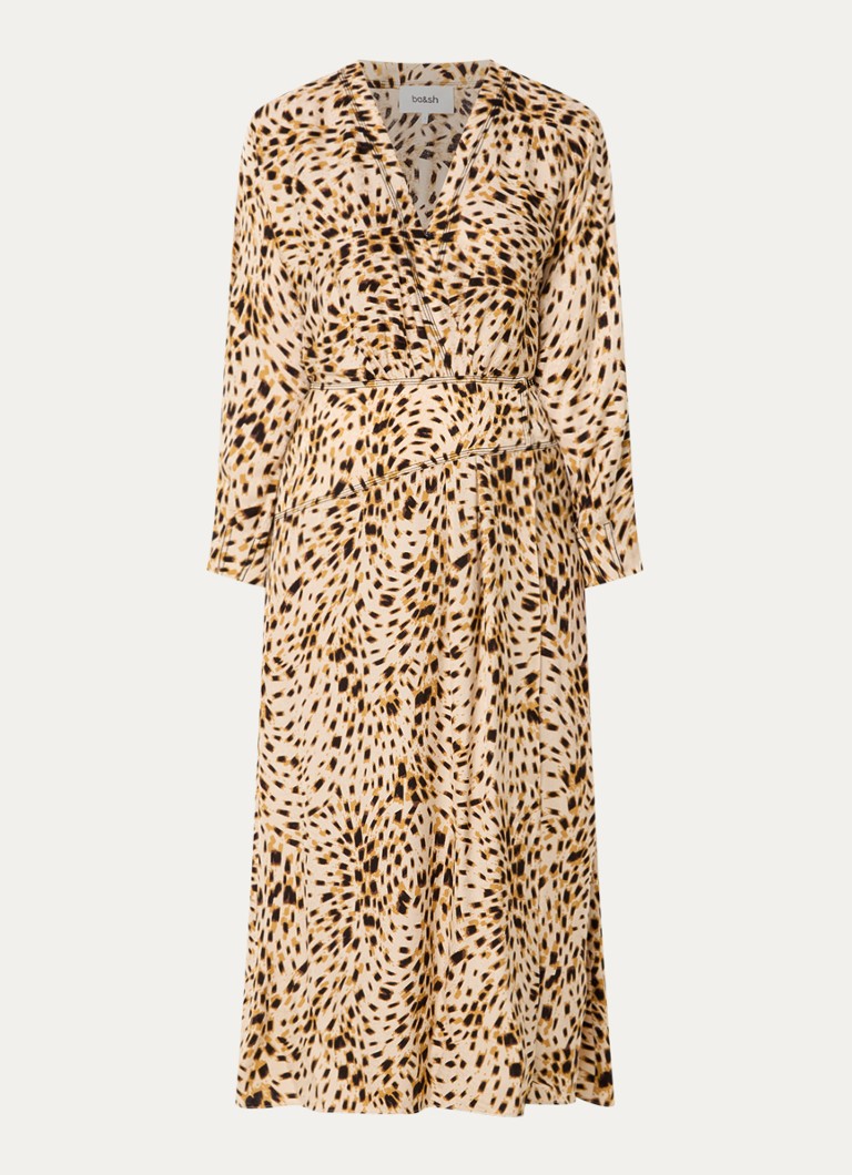 Ba&sh Dames Hamy maxi jurk met dierenprint en split in de kleur Camel