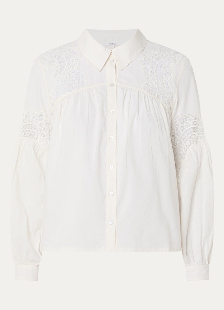 Ba&sh Dames Roseanne blouse met broderie in de kleur Gebroken wit