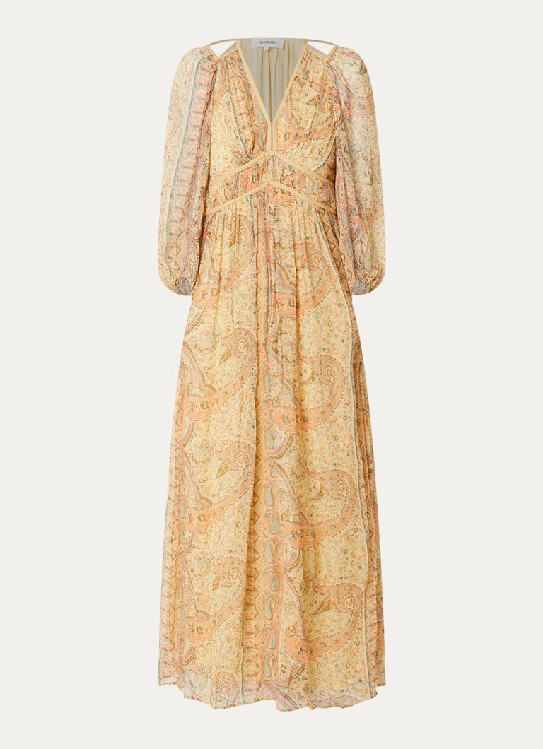 Ba&sh Dames Chana maxi tuniekjurk met print in de kleur Camel