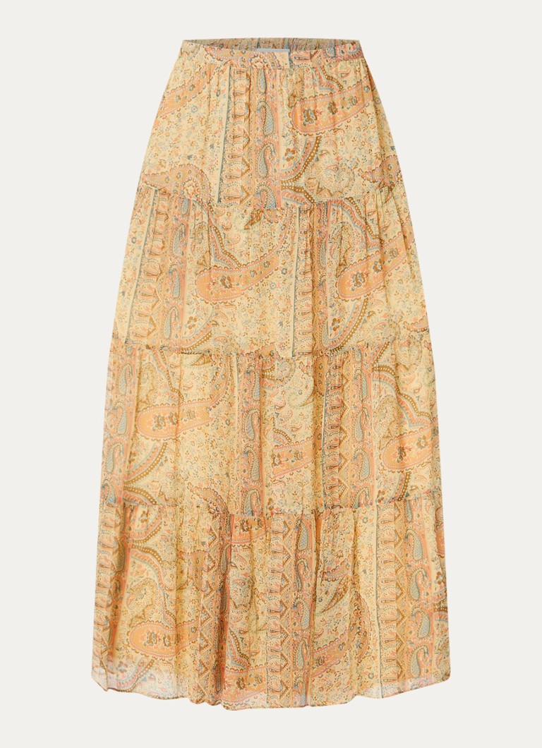 Ba&sh Dames Cali midi rok met print in de kleur Camel