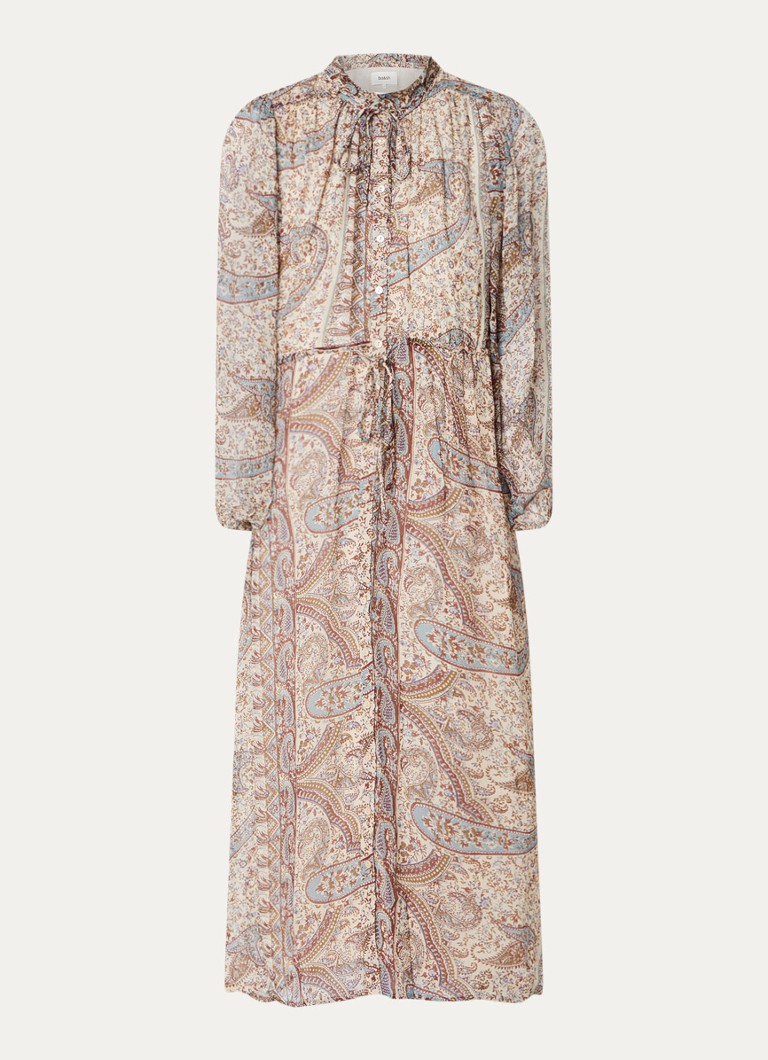 Ba&sh Dames Ciahara midi blousejurk met print in de kleur Gebroken wit