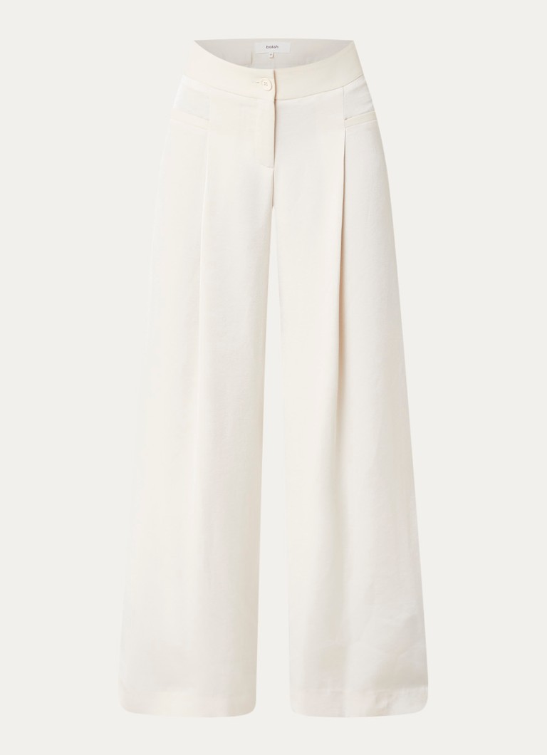 Ba&sh Dames High waist wide fit pantalon met plooidetail in de kleur Creme