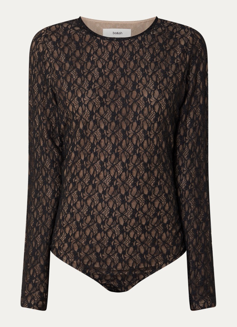 Ba&sh Dames Dita body van kant met ronde hals in de kleur Zwart