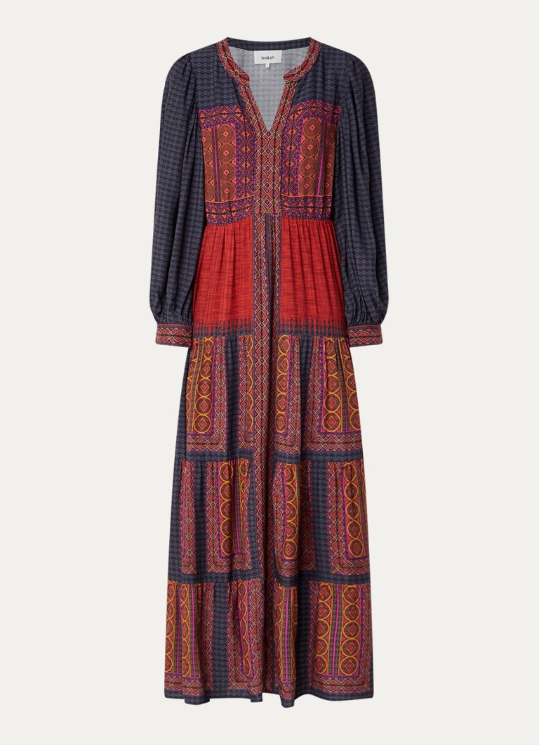 Ba&sh Dames Olly maxi jurk met print in de kleur Oranjerood