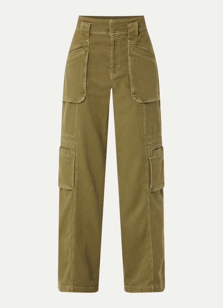 Ba&sh Dames Ninion mid waist straight fit jeans met gekleurde wassing in de kleur Mosgroen
