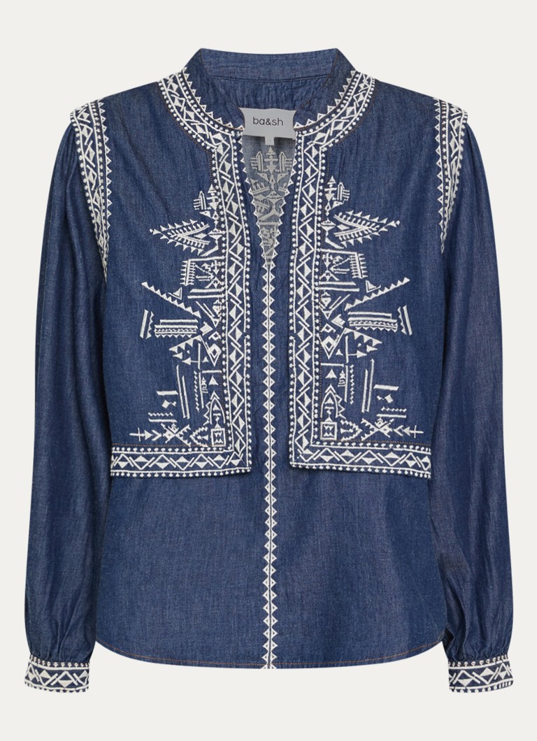 Ba&sh Dames Laura tuniek van denim met borduring in de kleur Indigo