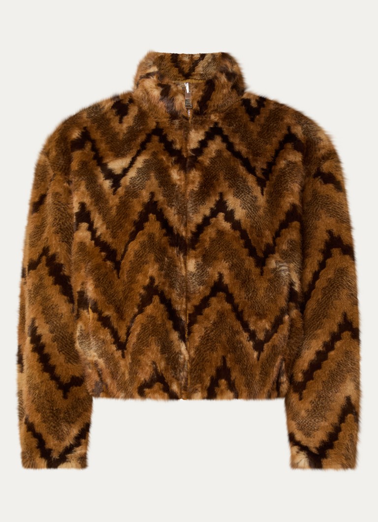Ba&sh Dames Serge reversible jack met details van imitatiebont in de kleur Camel