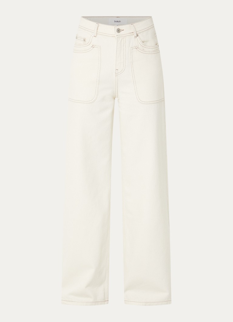 Ba&sh Dames Zoel high waist flared fit jeans met gekleurde wassing in de kleur Gebroken wit