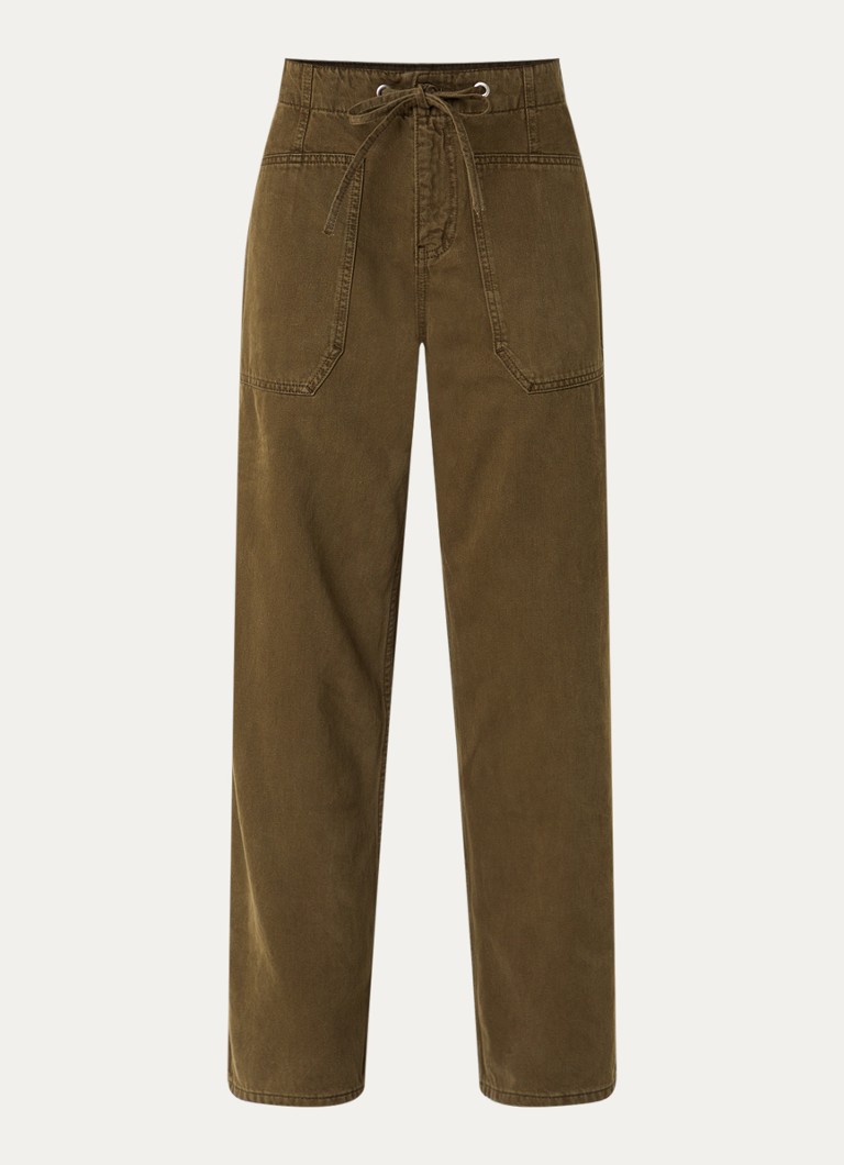 Ba&sh Dames Cocy mid waist straight fit jeans met steekzakken in de kleur Bronsgroen