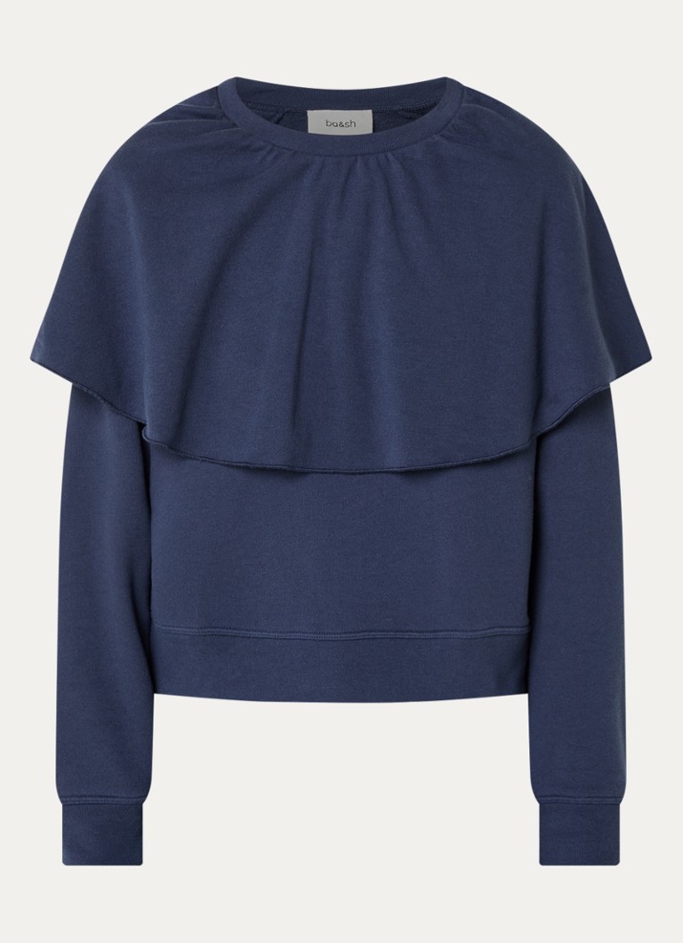 Ba&sh Dames Dehina sweater met volant in de kleur Donkerblauw