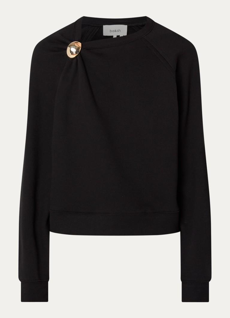 Ba&sh Dames Della asymmetrische sweater met plooidetail in de kleur Zwart