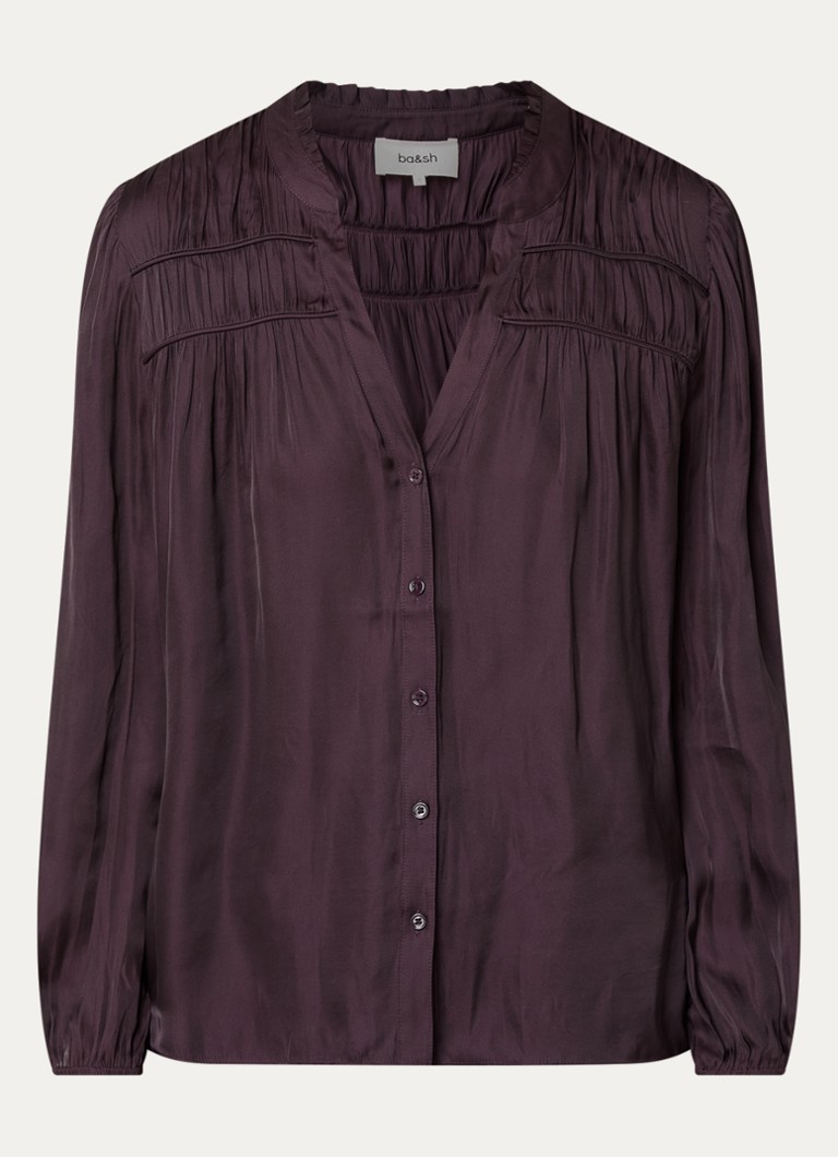 Ba&sh Dames Cessia blouse met ruches in de kleur Aubergine
