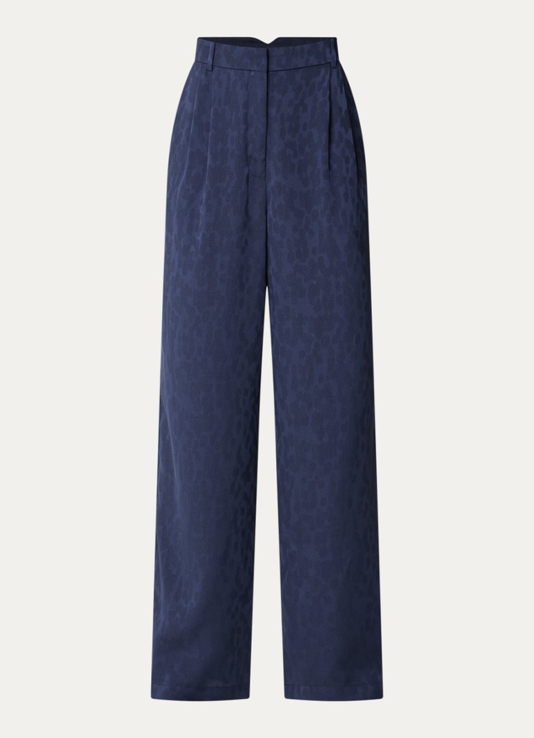 Ba&sh Dames Heloy high waist loose fit pantalon met dierenprint in de kleur Donkerblauw
