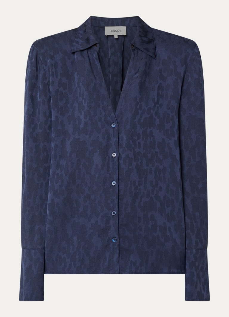 Ba&sh Dames Hetsey blouse met dierenprint in de kleur Donkerblauw