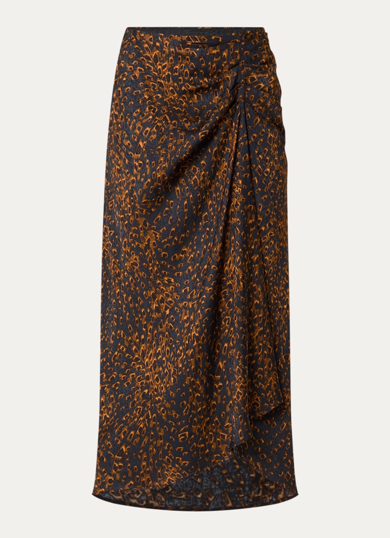 Ba&sh Dames Hoema midi rok met dierenprint in de kleur Donkerblauw