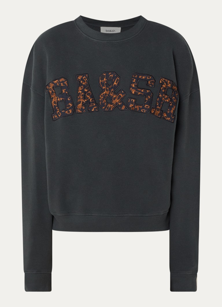 Ba&sh Dames Brad sweater met logo in de kleur Olijfgroen