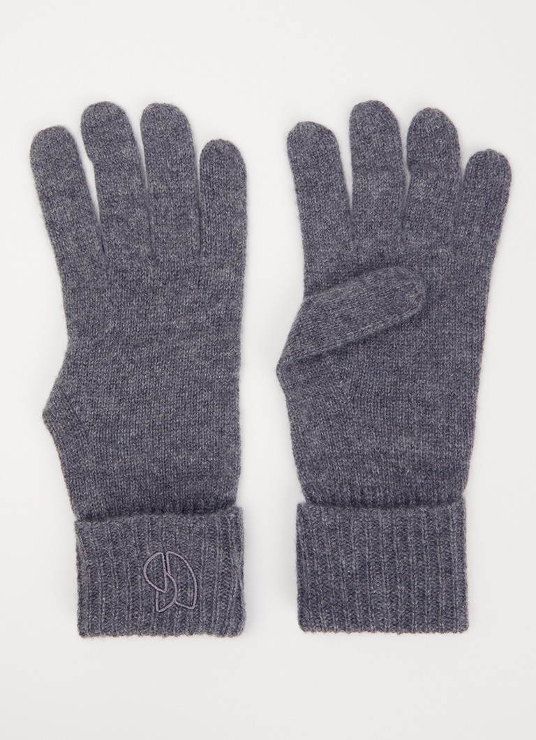 Ba&sh Dames Cimon fijngebreide handschoenen van kasjmier met logoborduring in de kleur Donkergrijs