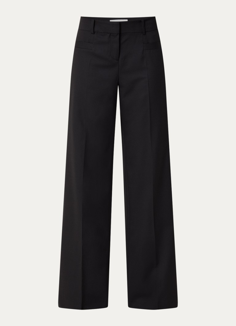 Ba&sh Dames Cistachio mid waist straight fit broek met steekzakken in de kleur Zwart