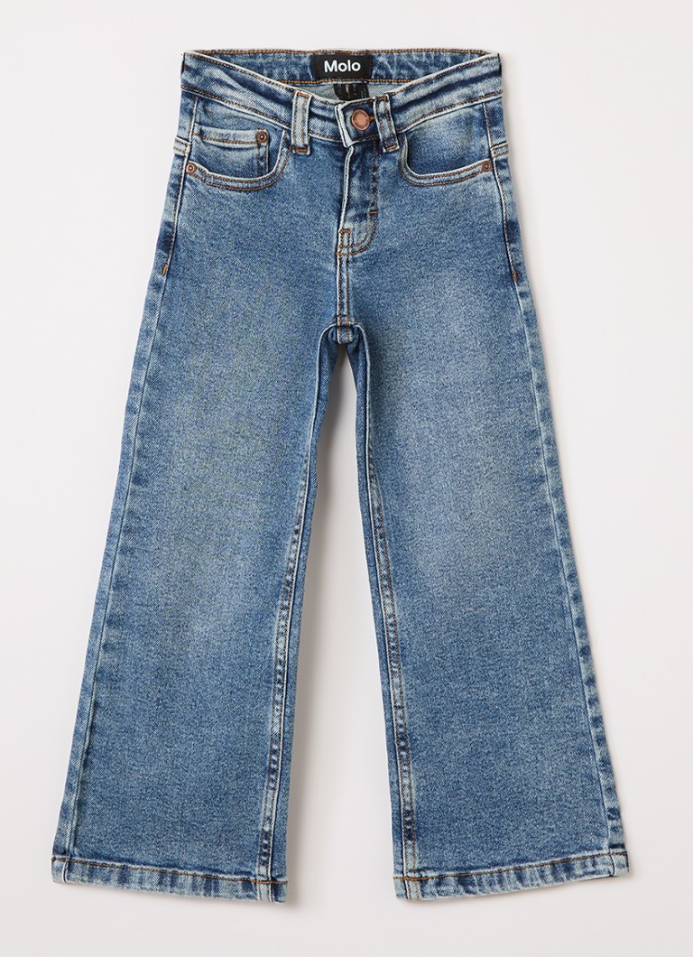 Molo Meisjes Asta flared jeans van katoen in de kleur Indigo, maat: 16Y