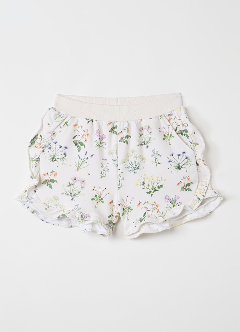 Molo Meisjes Acacia wide fit korte broek met bloemenprint in de kleur Creme, maat: 7-8Y=128