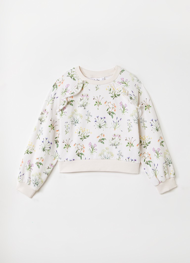 Molo Meisjes Mabel sweater met bloemenprint in de kleur Creme, maat: 5-6Y=116