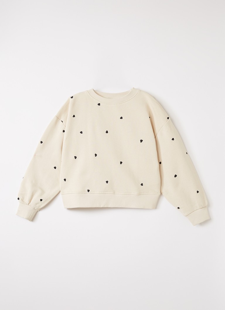 Molo Meisjes Miki sweater met borduring in de kleur Zand, maat: 5-6Y=116