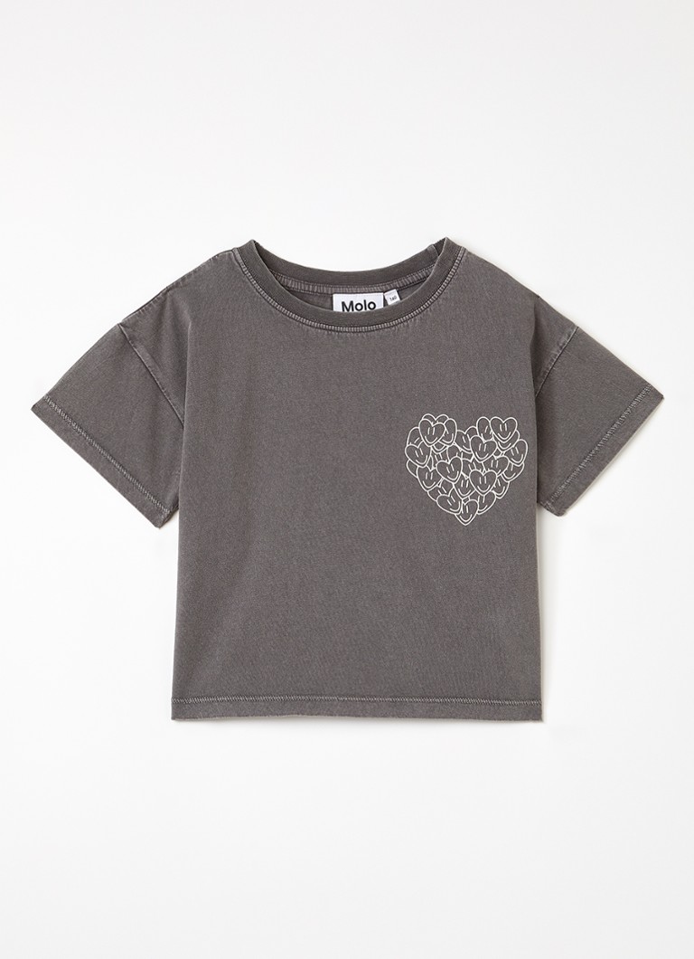 Molo Meisjes Runi T-shirt met front- en backprint in de kleur Antraciet, maat: 5-6Y=116
