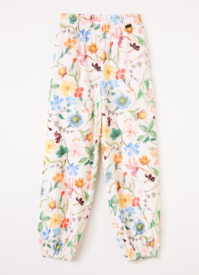 Molo Meisjes Adriana tapered fit broek van badstof in de kleur Gebroken wit, maat: 7-8Y=128