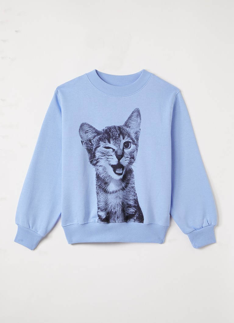 Molo Meisjes Marge sweater met print in de kleur Blauw, maat: 9-10Y=140
