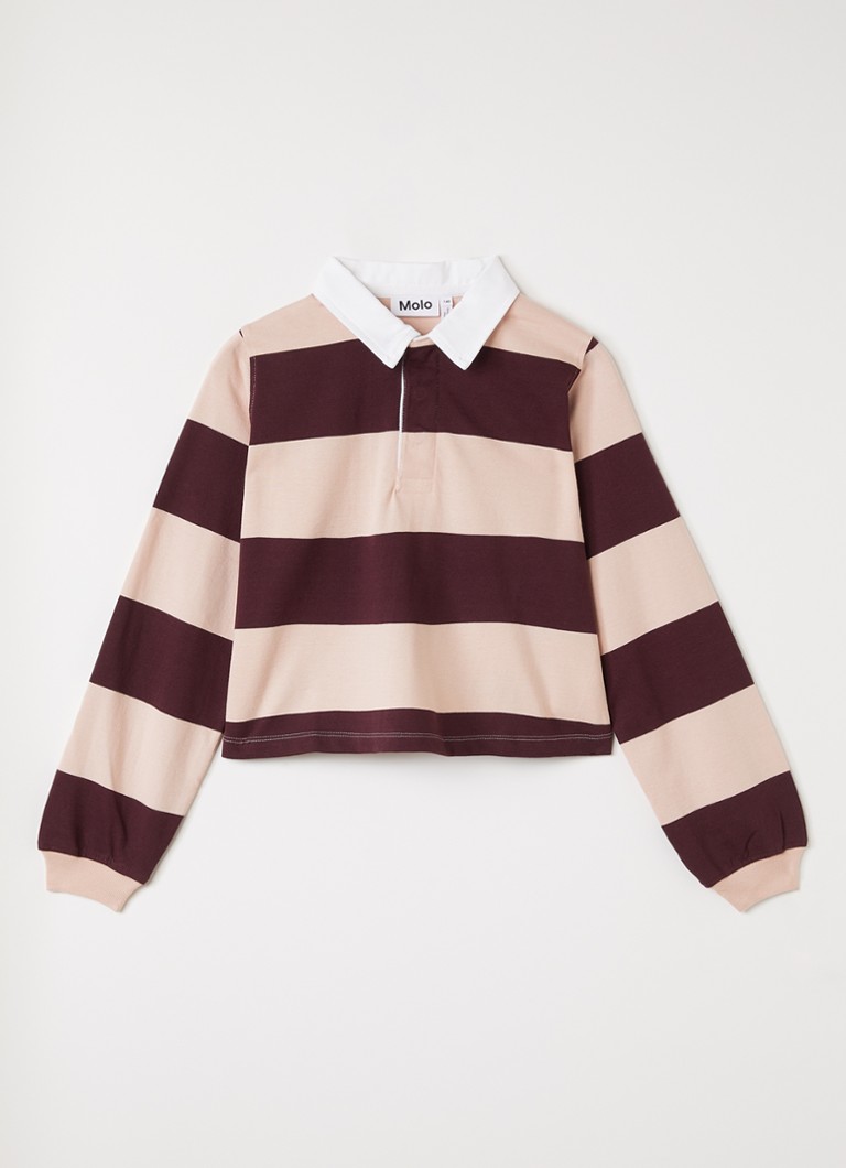 Molo Jongens Rozalia polo met streepprint in de kleur Cranberryrood, maat: 3-4Y=104