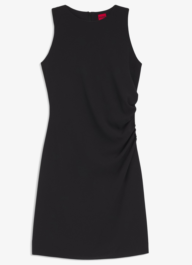 HUGO Dames Mini jurk met geplooid detail in de kleur Zwart