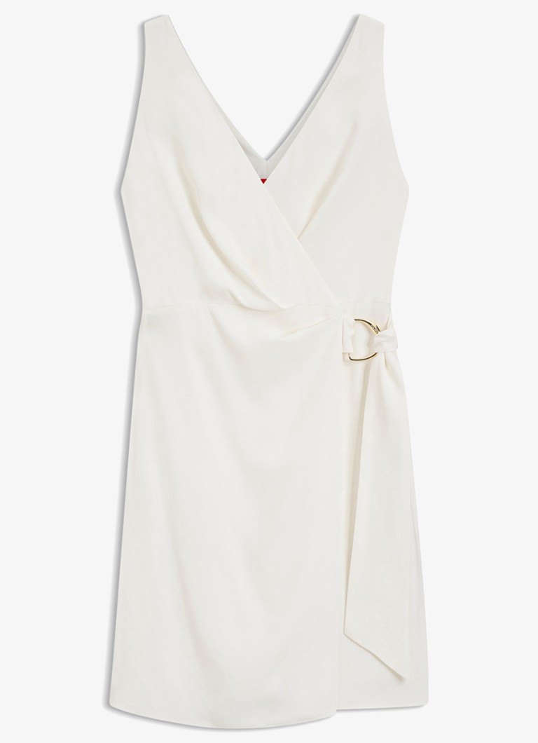HUGO Dames Mini jurk met geknoopt detail in de kleur Wit