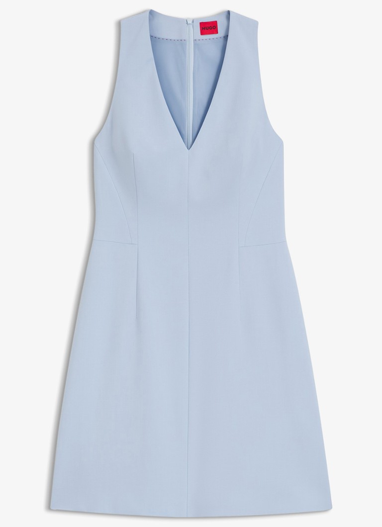 HUGO Dames Kelila mini jurk met V-hals in de kleur Open Blue-476 / Blauw