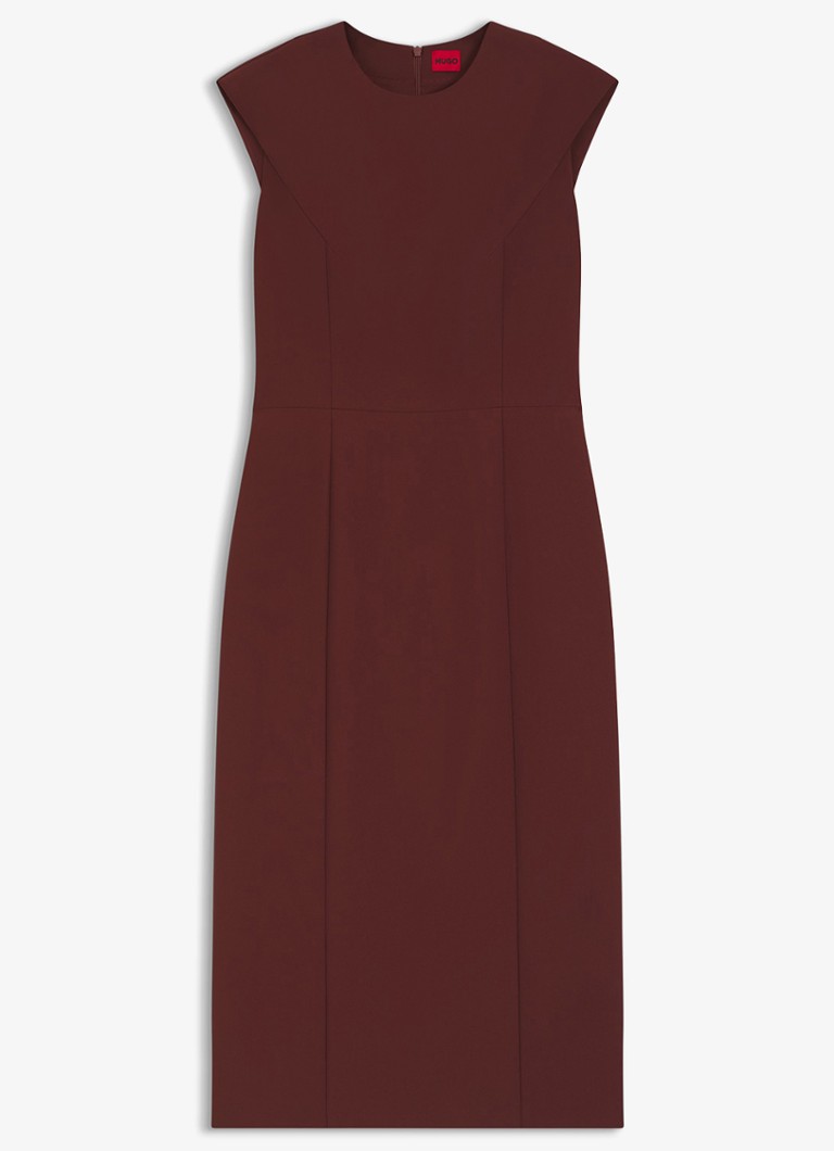 HUGO Dames Midi-jurk met kapmouwen in de kleur Brown Overflow-904 / Bruin
