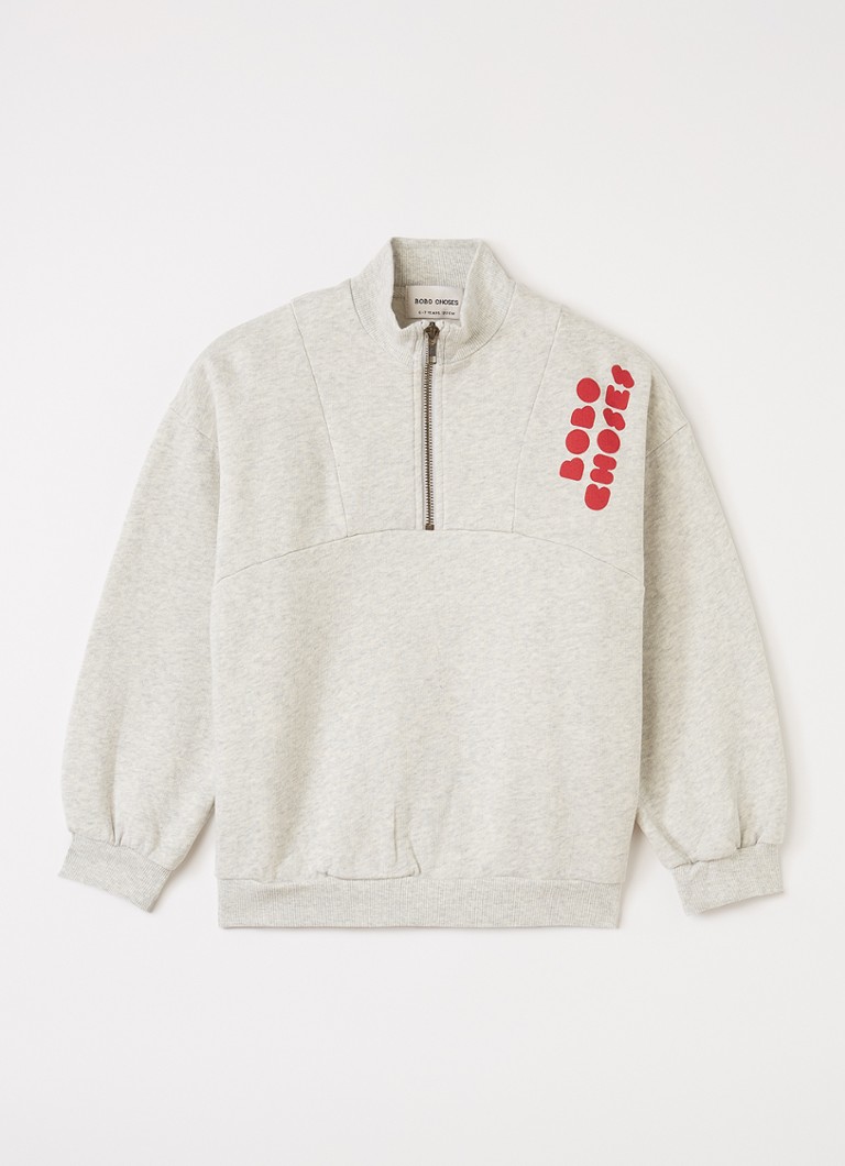 BOBO CHOSES Meisjes Sweater met logoprint in de kleur Grijsmele, maat: 10Y-11Y=140