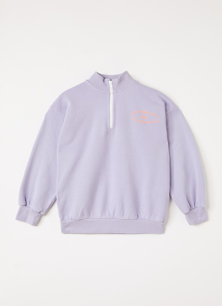 BOBO CHOSES Meisjes Mystery sweater met logoprint en halve rits in de kleur Lavendel, maat: 4Y-5Y=104