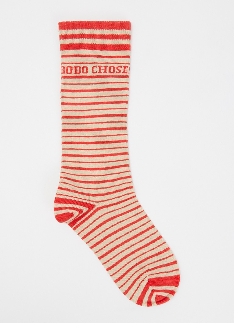 BOBO CHOSES Meisjes Stripes Extra Long sokken in katoenblend met streepprint in de kleur Rood, maat: 26-28
